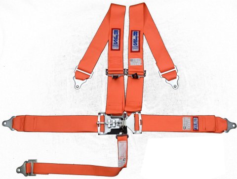 Harness - 5 Point - Latch and Link - SFI 16.1 - Pull Down Adjust - Bolt-In / Wrap Around - Individual Harness - Orange - Kit