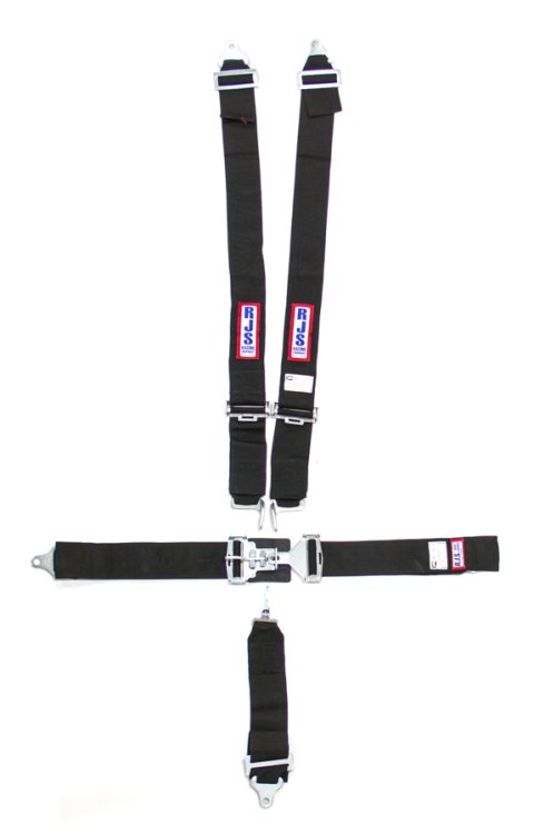 Harness - 5 Point - Latch and Link - SFI 16.1 - 64 in Length - Pull Down Adjust - Bolt-In / Wrap Around - Individual Harness - Black - Kit