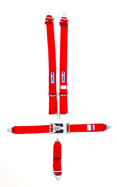Harness - 5 Point - Latch and Link - SFI 16.1 - 64 in Length - Pull Down Adjust - Bolt-In / Wrap Around - Individual Harness - Red - Kit