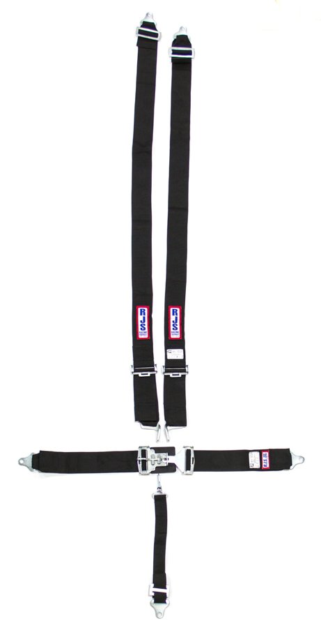 Harness - 5 Point - Latch and Link - SFI 16.1 - 64 in Length - Pull Down Adjust - Bolt-In / Wrap Around - Individual Harness - Black - Kit
