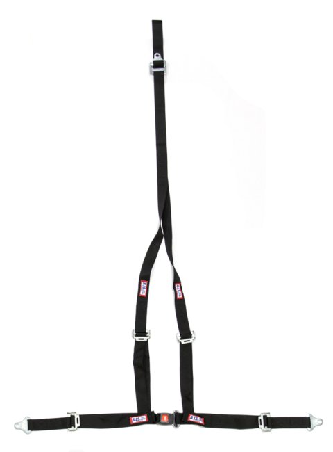 Harness - Buggy Belt - 4 Point - Push Button Buckle - Pull Up Adjust - Bolt-In / Wrap Around - Y-Type Harness - Black - Kit