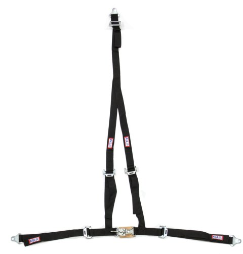 Harness - Buggy Belt - 4 Point - Latch and Link - Pull Down Adjust - Bolt-In / Wrap Around - V-Type Harness - Black - Kit