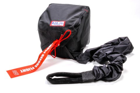 Drag Parachute - Champion - 12 ft - 200 MPH - Spring Loaded - Keeper / Mounting Plate / Pack / Pilot Parachute - Black - Kit