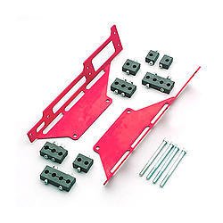 Spark Plug Wire Loom - Valve Cover Mount - 7-9 mm - Vertical - Red Bracket Included - Plastic - Black - Center Bolt Valve Cover - Clamp Style - Small Block Chevy - Kit