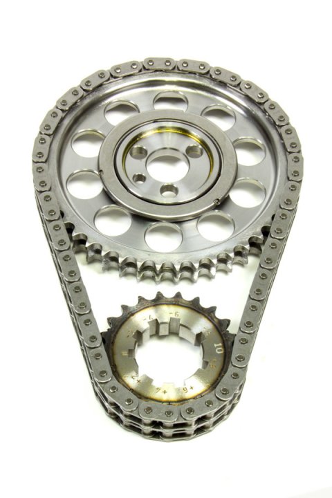 Timing Chain Set - Red Series - Double Roller - Keyway Adjustable - 0.010 in Shorter - Needle Bearing - Billet Steel - Small Block Chevy - Kit