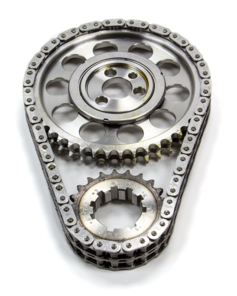Timing Chain Set - Red Series - Double Roller - Keyway Adjustable - 0.005 in Shorter - Needle Bearing - Billet Steel - Small Block Chevy - Kit
