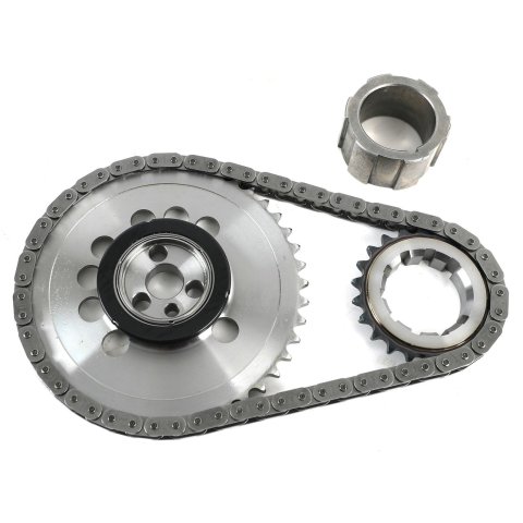 Timing Chain Set - Red Series - Single Roller - Keyway Adjustable - 0.005 in Shorter - Needle Bearing - Billet Steel - 4X Reluctor - GM LS-Series - Kit