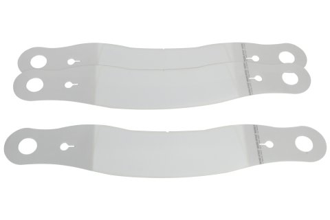 Helmet Shield Tear Off - Perimeter Seal - 2 mm Thick - 11.5 in Center to Center - Plastic - Clear - Simpson / HJC / OMP / Zamp Helmets - Set of 30