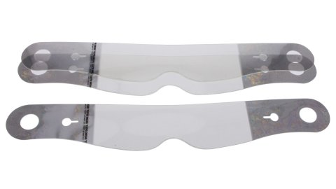 Helmet Shield Tear Off - Xstack 10 - 2 mm Thick - 11.5 in Center to Center - Nose Notch - Plastic - Clear - Simpson Helmets - Set of 30