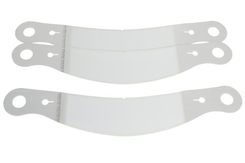 Helmet Shield Tear Off - Perimeter Seal - 2 mm Thick - 11.5 in Center to Center - Plastic - Clear - Bell SE03 / SE05 Helmets - Set of 30
