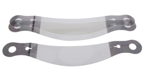 Helmet Shield Tear Off - Xstack 10 - 2 mm Thick - 12.125 in Center to Center - Plastic - Clear - Bell / G-Force / RJS / Zamp Helmets - Set of 30