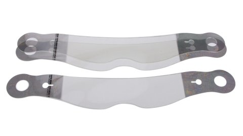 Helmet Shield Tear Off - Xstack 10 - 2 mm Thick - 12.25 in Center to Center - Nose Notch - Plastic - Clear - Bell Vador / RaceQuip Vesta 15 - Set of 30