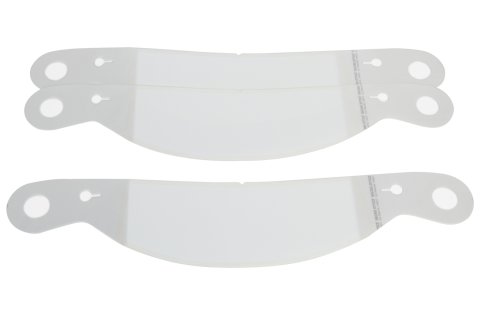 Helmet Shield Tear Off - Perimeter seal - 2 mm Thick - 11.875 in Center to Center - Plastic - Clear - Impact Helmets - Set of 30