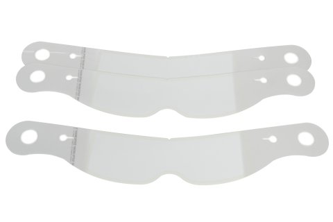 Helmet Shield Tear Off - Perimeter Seal - 2 mm Thick - 11.5 in Center to Center - Nose Notch - Plastic - Clear - Impact Helmets - Set of 30