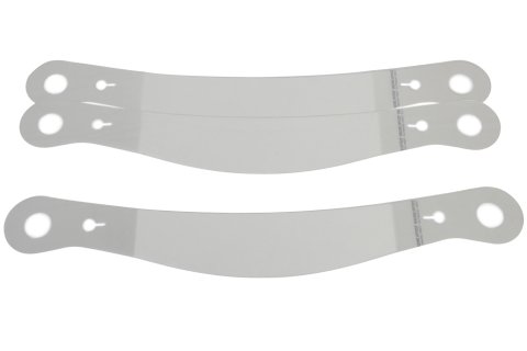 Helmet Shield Tear Off - Xstack 10 - 2 mm Thick - 12.875 in Center to Center - Plastic - Clear - Bell Helmets - Set of 30