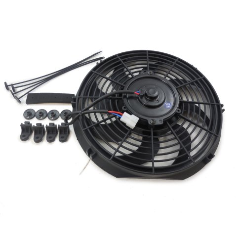 Electric Cooling Fan - 10 in Fan - Push / Pull - 1150 CFM - Curved Blade - 10.625 x 12 in - 2.5 in Thick - Plastic - Kit