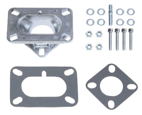 Carburetor Adapter - 1.625 in Thick - Open - Rochester 2-Barrel to 1 Barrel - Gaskets / Hardware Included - Aluminum - Natural - Each