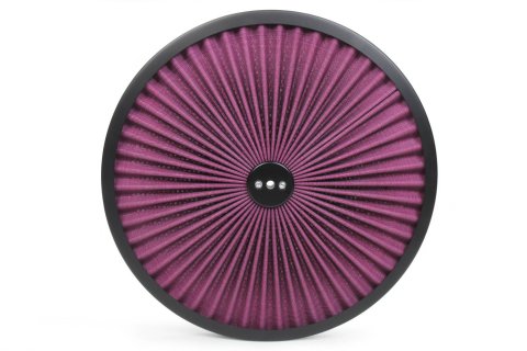 Air Cleaner Lid - Super Flow - 14 in Round - Filtered - Black Filter - Steel - Black Powder Coat - Each