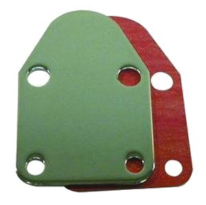 Fuel Pump Blockoff - Steel - Chrome - Small Block Chevy - Each