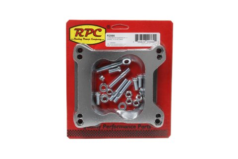 Carburetor Adapter - 0.75 in Thick - Open - Square Bore to Spread Bore - Gaskets / Hardware Included - Aluminum - Natural - Each