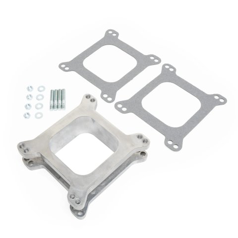 Carburetor Spacer - 2 in Thick - Open - Square Bore - Gaskets / Hardware Included - Aluminum - Natural - Each