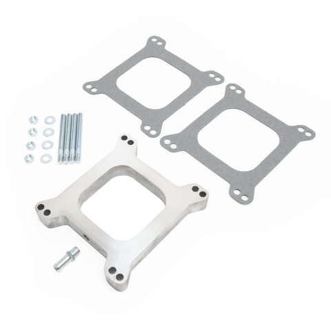 Carburetor Spacer - 1 in Thick - Open - Square Bore - Gaskets / Hardware Included - Aluminum - Natural - Each