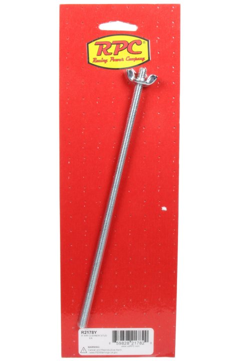 Air Cleaner Stud - 1/4-20 in Thread - 9 in Long - Wing Nut - Steel - Zinc Oxide - Each