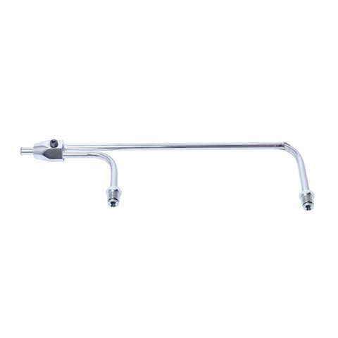 Carburetor Fuel Line - 3/8 in Hose Barb Inlet - Dual 5/8-18 in Inverted Flare Male Outlets - 9-5/16 in Centers - Steel - Chrome - Holley 4150 - Each