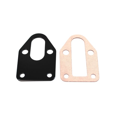 Fuel Pump Mounting Plate - Gasket Included - Steel - Black Paint - Small Block Chevy - Each
