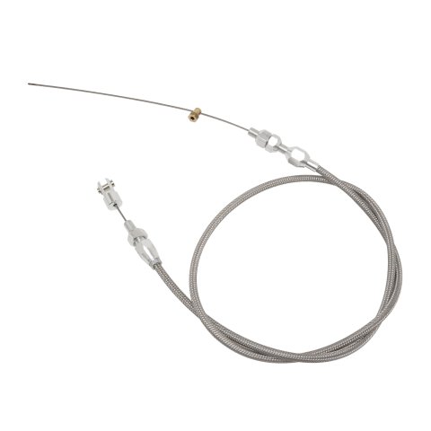 Throttle Cable - 4 ft Long - Hardware Included - Stainless Braided Housing - Natural - Universal - Each