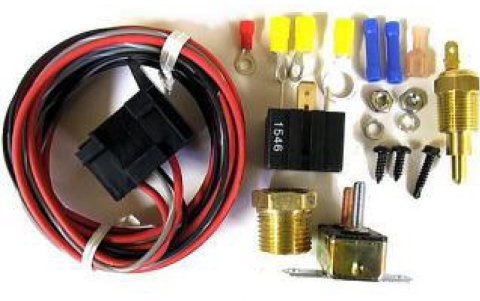 Fan Controller - 185 Degree F On - 170 Degree F Off - 3/8 in NPT Thread Temperature Sensor - Bushing / Harness / Relay - Universal - Kit