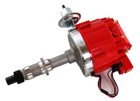 Distributor - Ready-To-Run - Magnetic Pickup - Vacuum Advance - HEI Style Terminal - Red - Pontiac V8 - Each
