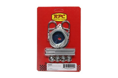 Hood Pin - 0.5 in OD x 3.875 in Long - 2.5 in OD Scuff Plates - Hairpin Clips - Lanyards - Hardware Included - Steel - Chrome - Kit