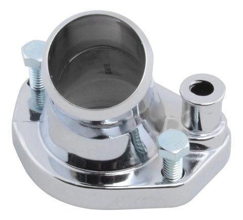 Water Neck - 15 Degree - 1-1/2 in ID Hose - Gasket / Hardware Included - Steel - Chrome - Small Block Ford - Each