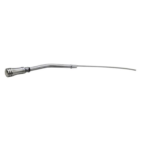 Engine Oil Dipstick - Solid Tube - Block Mount - 19 in Long - Billet Handle - Chrome - Small Block Chevy - Each