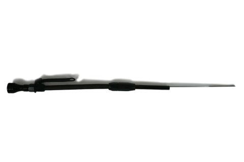 Engine Oil Dipstick - Flexible - Block Mount - Braided Stainless - Aluminum - Black Anodized - Small Block Chevy - Each