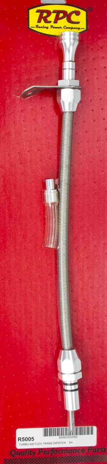 Transmission Dipstick - Flexible - Transmission Mount - Braided Stainless / Aluminum - Natural - TH400 - Each
