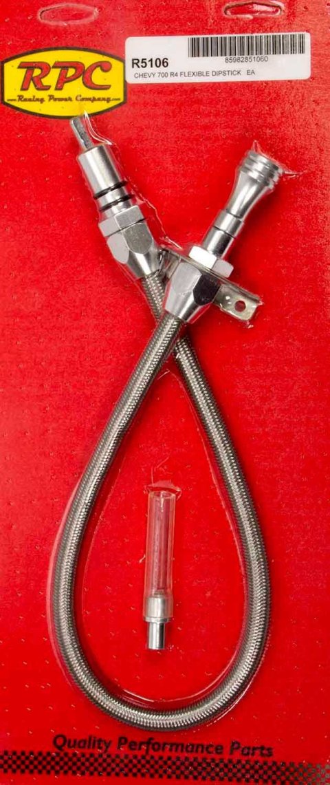 Transmission Dipstick - Firewall Mount - Flexible - Braided Stainless - Natural - 700R4 - Each