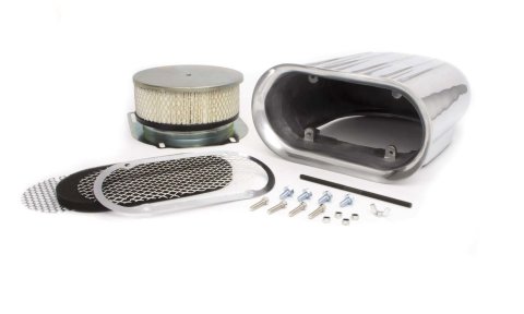 Air Cleaner Assembly - Small Scoop - 13.5 in Long - 4.5 in Tall - 5-1/8 in Carb Flange - Aluminum - Polished - Kit