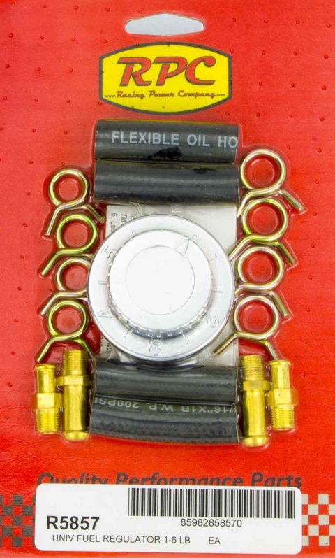 Fuel Pressure Regulator - Adjustable - 1 to 6 psi - In-Line - 1/8 in NPT Female Inlet - 1/8 in NPT Female Outlet - Fittings Included - Aluminum - Chrome - Gas - Each