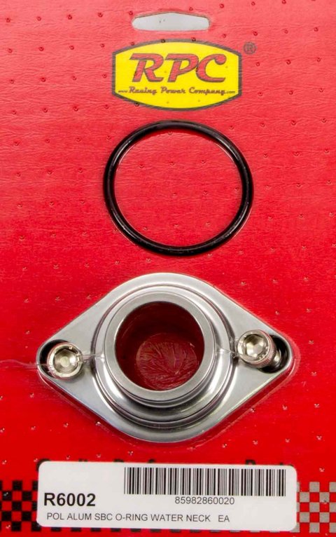 Water Neck - Straight - 1-1/2 in ID Hose - O-Ring - Aluminum - Polished - Chevy V8 - Each