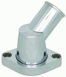 Water Neck - 45 Degree - 1-1/2 in ID Hose - Swivel - O-Ring - Hardware Included - Aluminum - Chrome - Chevy V8 - Each