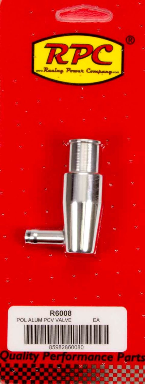 PCV Valve - 90 Degree - 3/8 in Hose Barb - Aluminum - Polished - Each