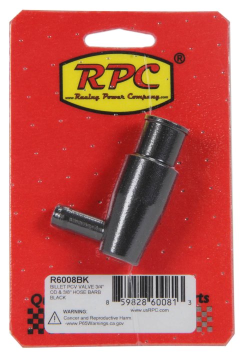 PCV Valve - 90 Degree - 3/8 in Hose Barb - Aluminum - Black Anodized - Each