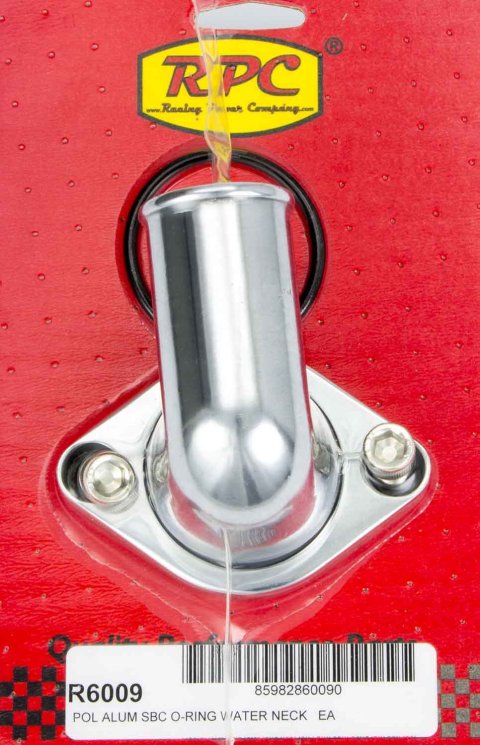 Water Neck - 90 Degree - 1-1/2 in ID Hose - Swivel - O-Ring - Aluminum - Polished - Chevy V8 - Each