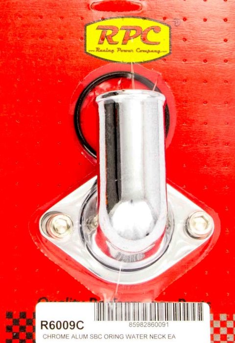 Water Neck - 90 Degree - 1-1/2 in ID Hose - Swivel - O-Ring - Aluminum - Chrome - Chevy V8 - Each
