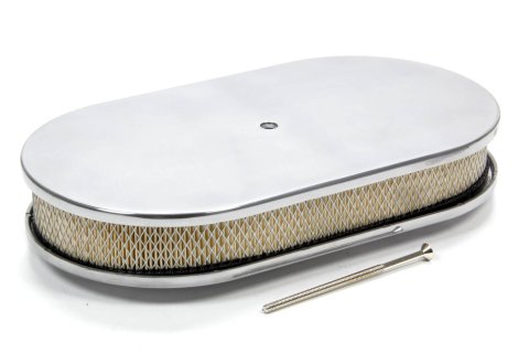 Air Cleaner Assembly - Oval - 15 in Oval - 2 in Element - 5-1/8 in Carb Flange - Flat Base - Aluminum - Polished - Kit