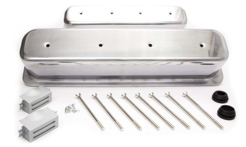 Valve Cover - Tall - 3.688 in Height - Baffled - Grommets / Hardware Included - Aluminum - Polished - Center Bolt - Small Block Chevy - Pair
