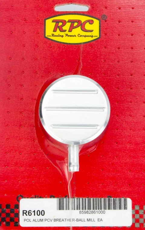 Breather - Push-In - Round - 1-1/4 in Hole - PCV Valve - Ball Milled - Aluminum - Polished - Each