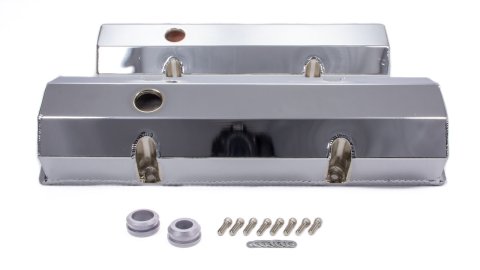 Valve Cover - Tall - 3.5 in Height - Hardware Included - Flat Top - Fabricated Aluminum - Chrome - Small Block Chevy - Pair